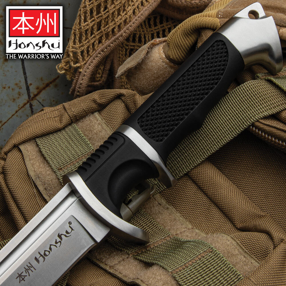 Honshu Sub-Hilt Tanto Knife | 7CR13 Stainless Steel | Leather Sheath | 17 1/4″