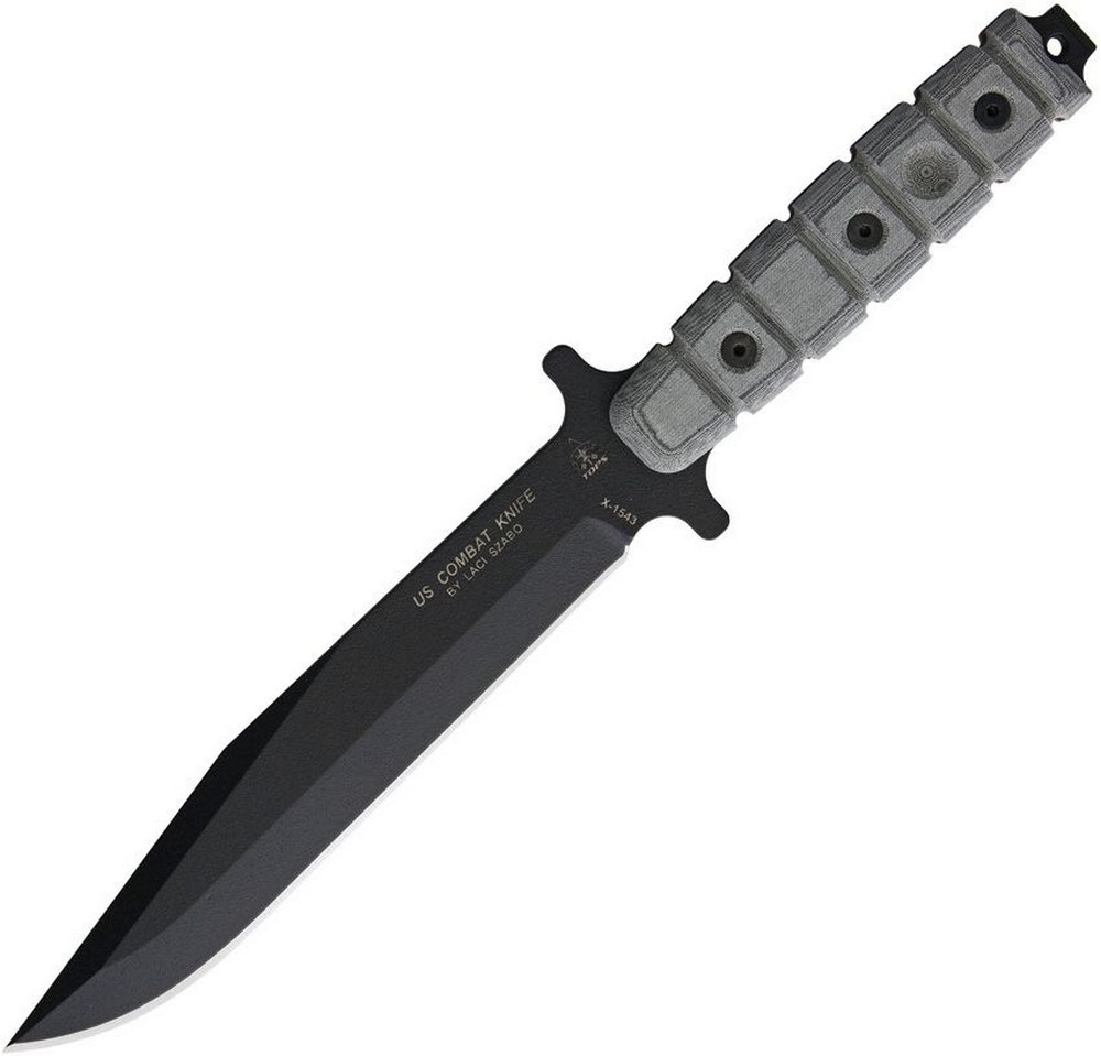 TOPS US Combat Fixed Knife 1095HC Steel Full Tang Blade Micarta Handle – US-01