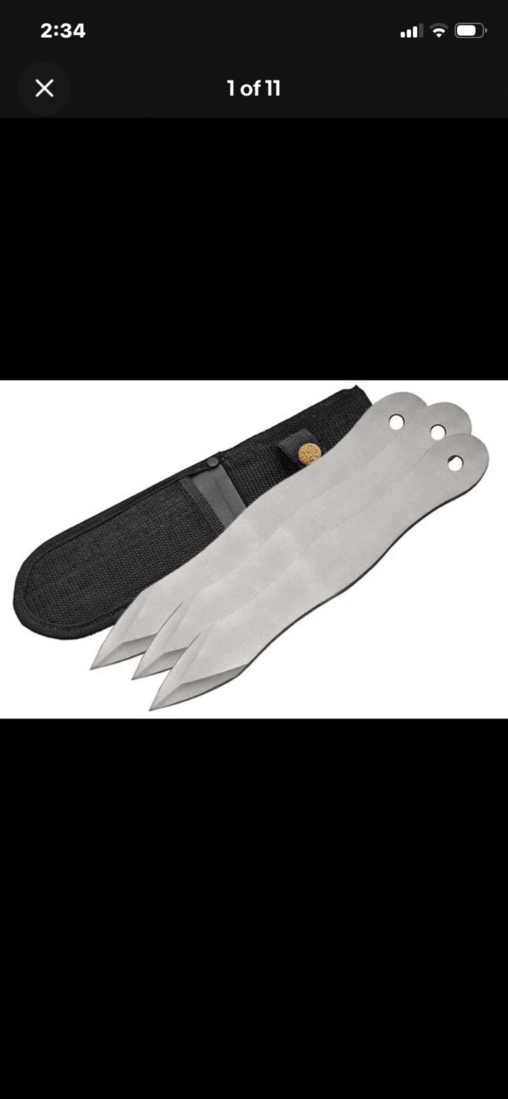 THROWING KNIFE 3-Piece Set Heavy Duty Silver Thrower Tactical Combat Ninja 10in.