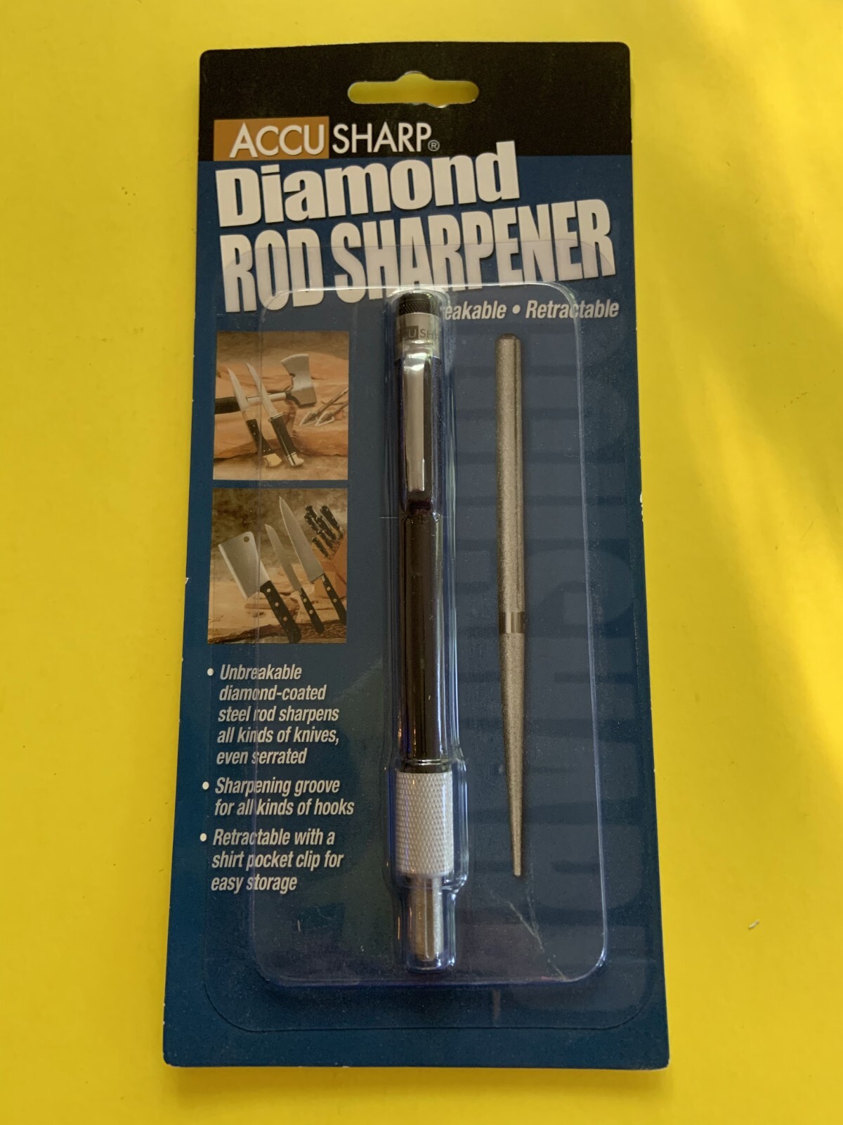 AccuSharp Diamond Rod Sharpener Unbreakable and retractable NEW