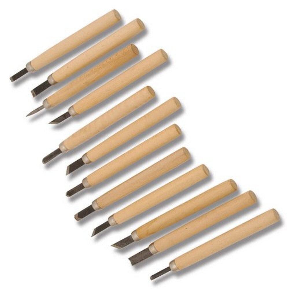 Rough Ryder 12 piece Wood Carving Set with Storage Case Fixed Knife – H6123