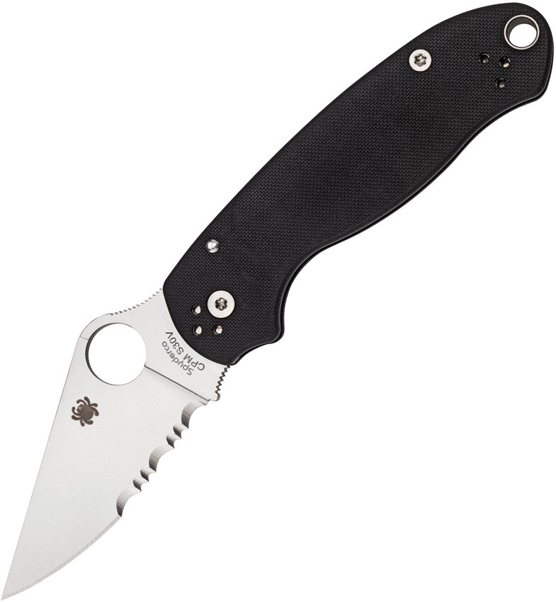 Spyderco Para 3 Satin Folding Pocket Knife 3″ Part Serrated Blade Folder 223GPS