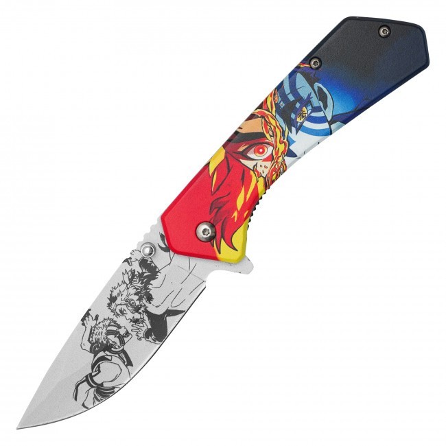 7.75” Demon Slayer Kimetsu no Yaiba Rengoku vs Akaza 3-D Printed Graphic Knife