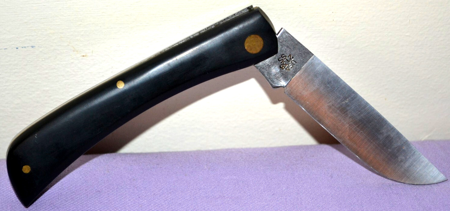 Case XX 2138 Sod Buster Stainless Steel Flat Blade Black Handle Folding Knife US