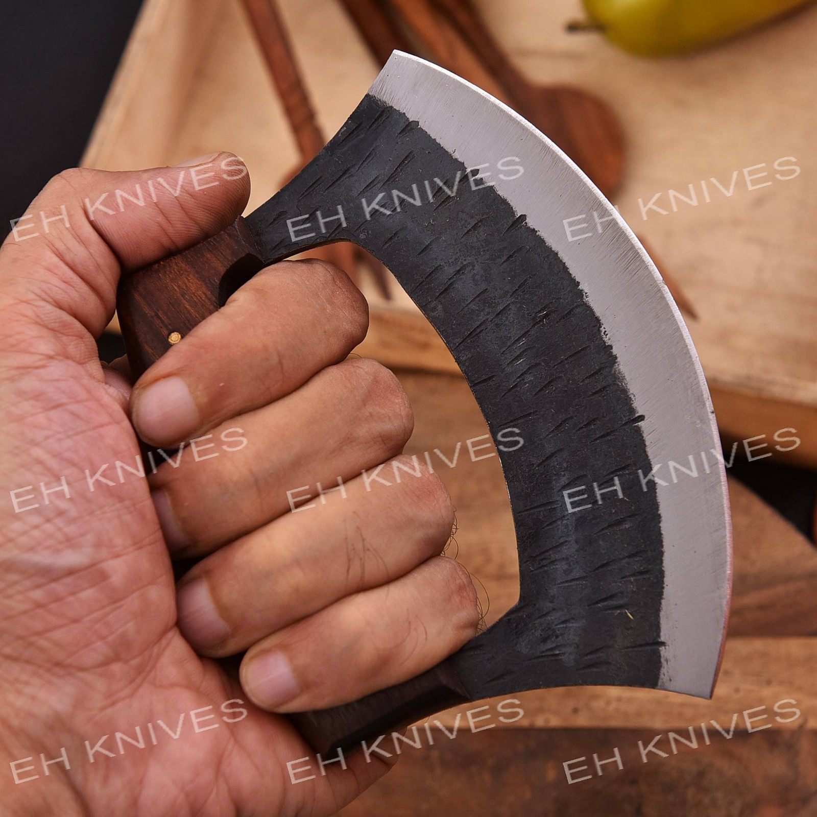 Handmade D2 Steel Ulu Vintage Alaskan Kitchen Sharp Chef Knife with Sheath