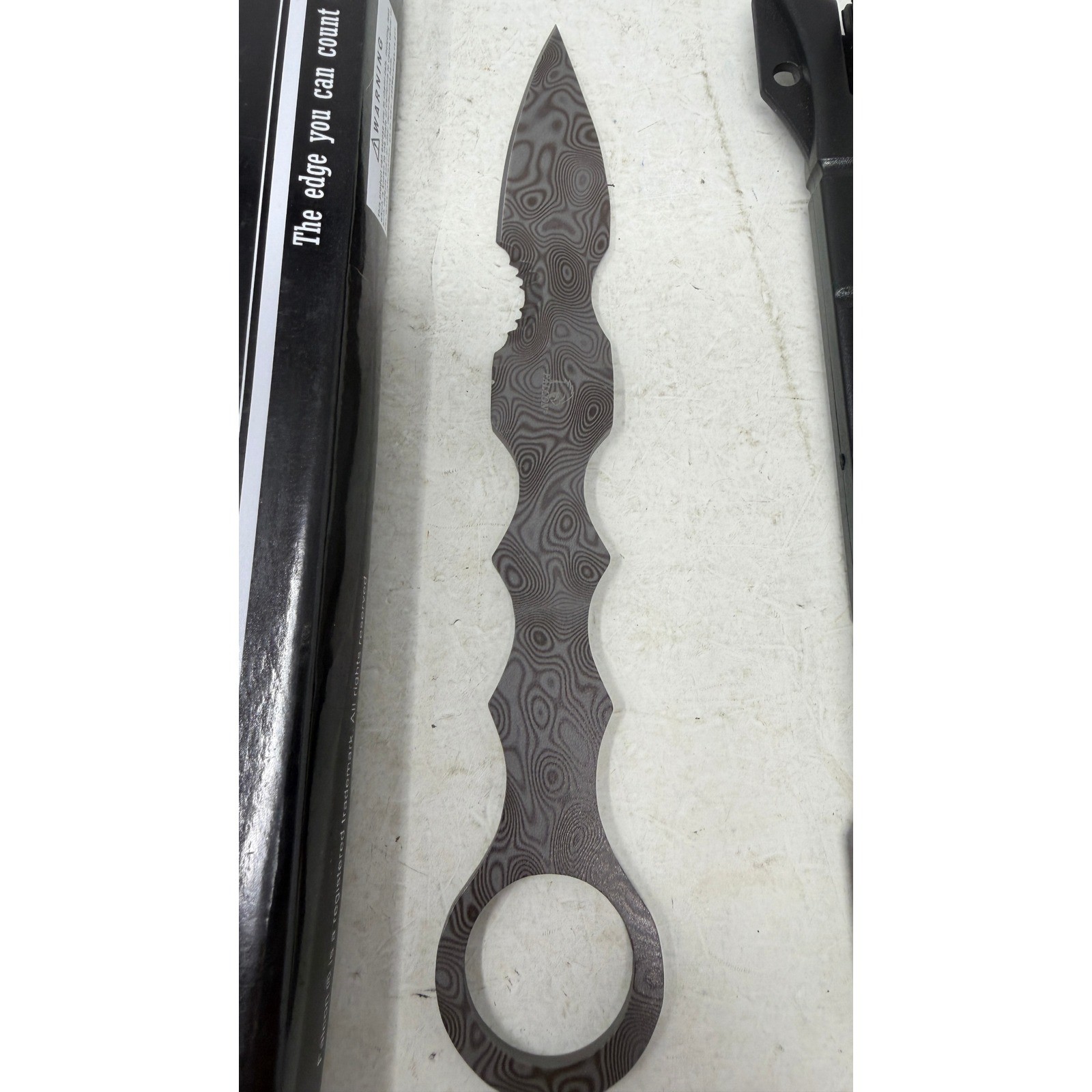 Falcon Tactical Knife 440 Stainless Steel Damascus Pattern Fixed Blade Sheath