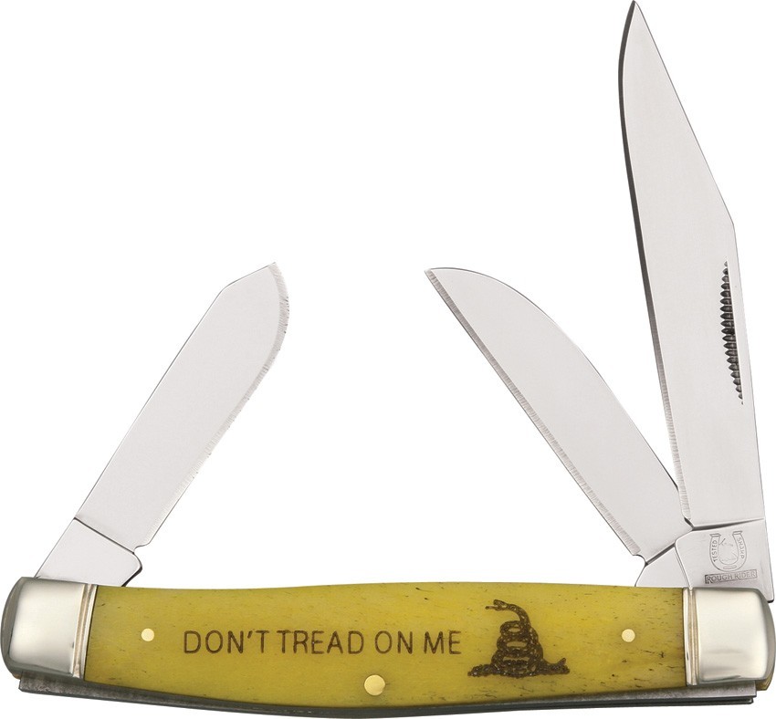 Rough Rider Dont Tread on Me Stockman RR1390 Stainless Bone Folding Knife