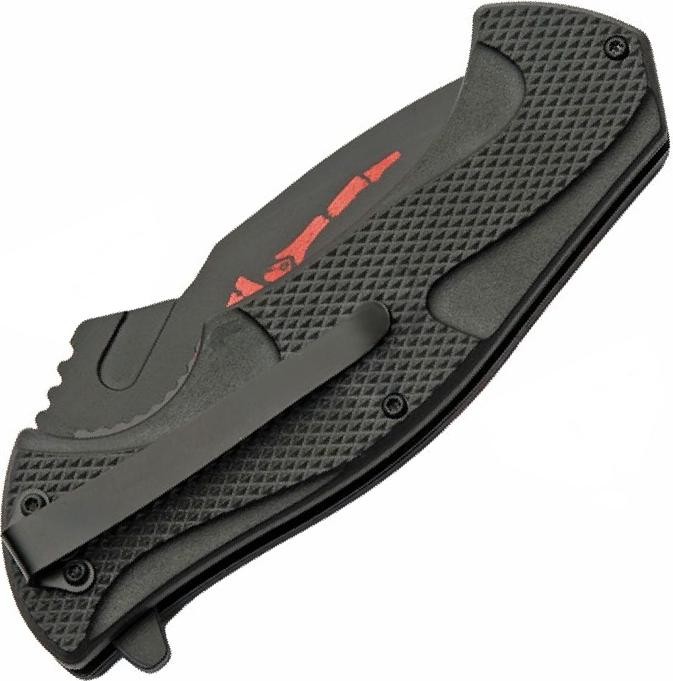 Spring-Assist Folding Pocket Knife Black/Red 4in Blade Hard Rock Skull Skeleton