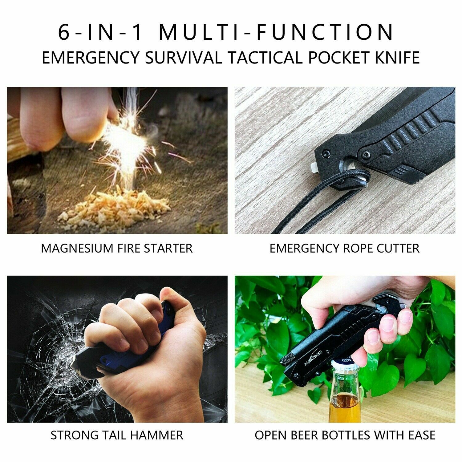 Savage Outdoors 6-in-1 Multifunction Outdoor Survival Tactical Pocket Knife