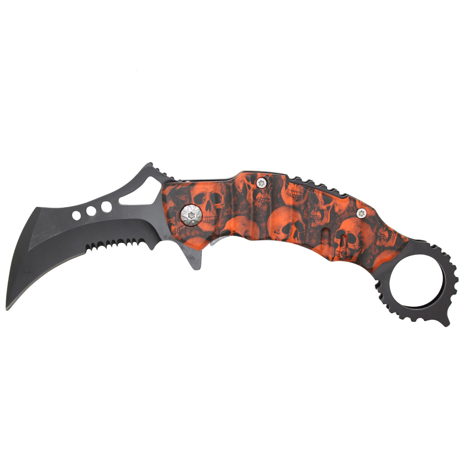 SAS 4.5″ Orange/Black Zombie Killer Tactical Spring Assisted Pocket Knife