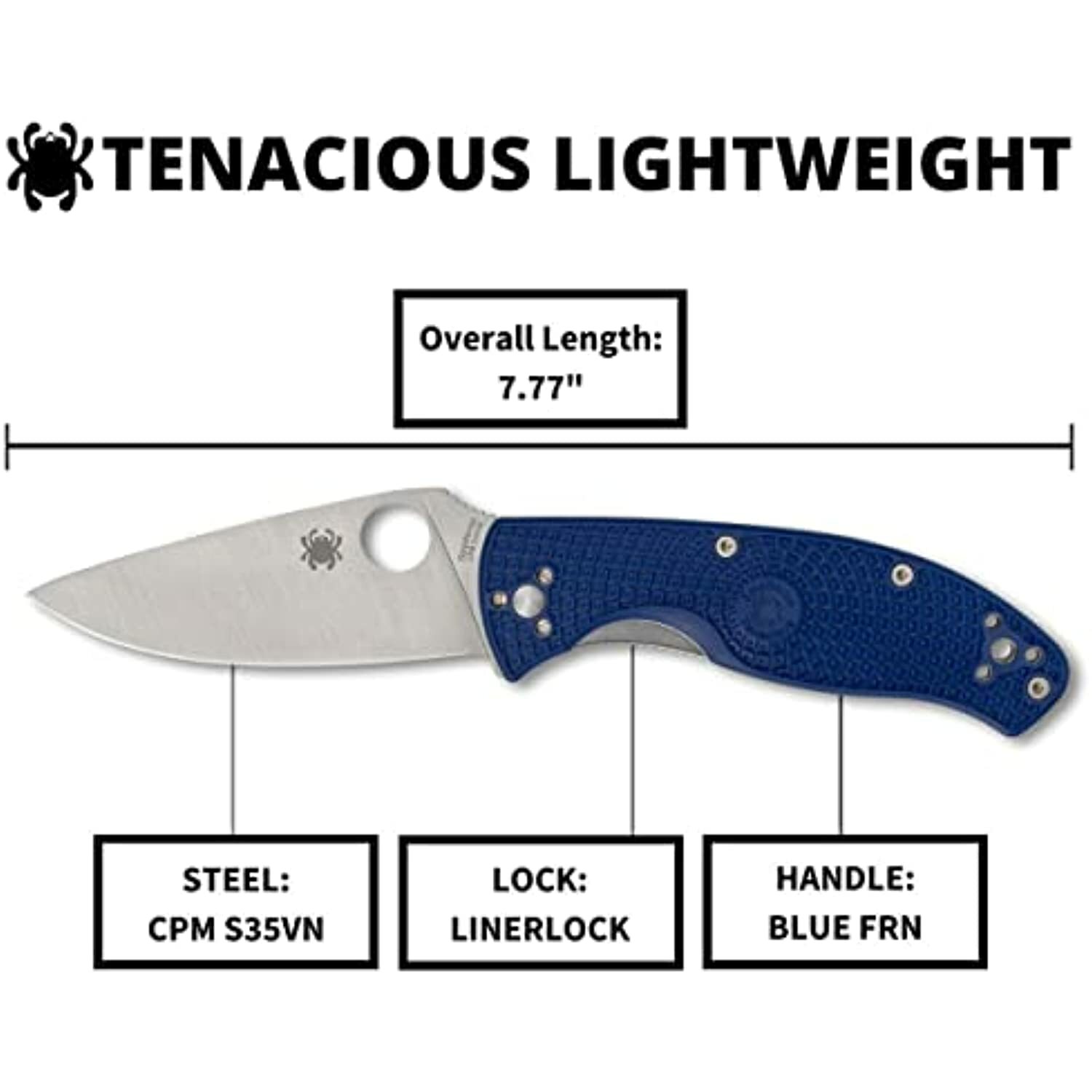 Spyderco C122PBL Tenacious Folding Knife with CPM S35VN Steel Blade and