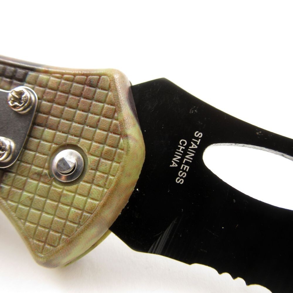FOLDING POCKET KNIFE Forest Green Black Blade Tactical Lockback Serrated 210871