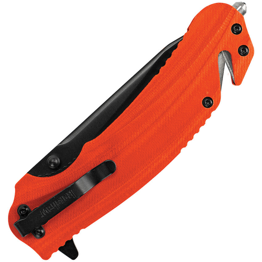 Kershaw Barricade Linerlock A/O Blade Glass Breaker Orange Folding Knife 8650