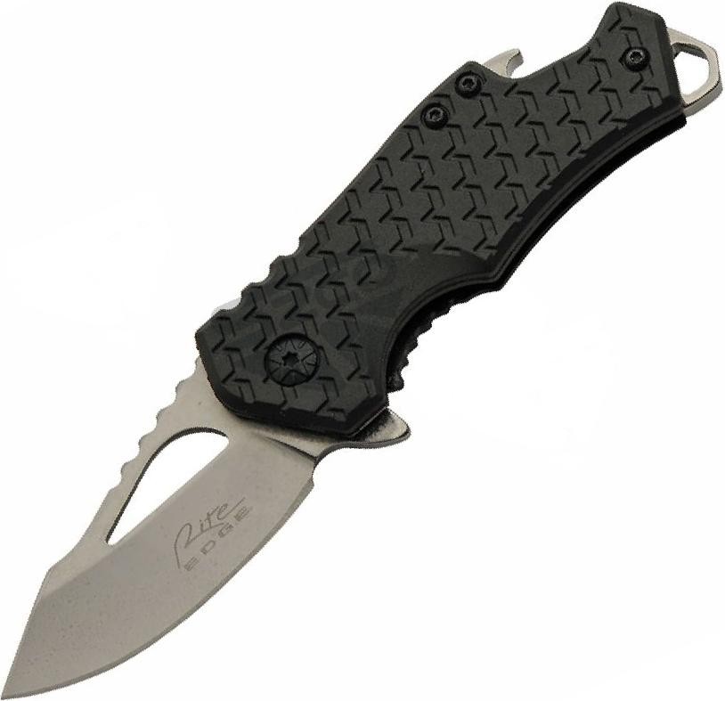 Pocket Knife | 2.25in Silver Blade Spring-Assist Black Handle Bottle Opener EDC
