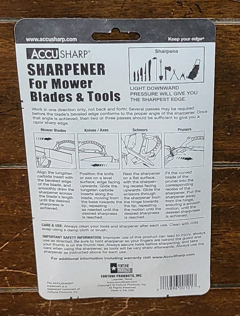 AccuSharp Sharpener for Mower Blades & Tools w/Ergonomic Handle! #00101