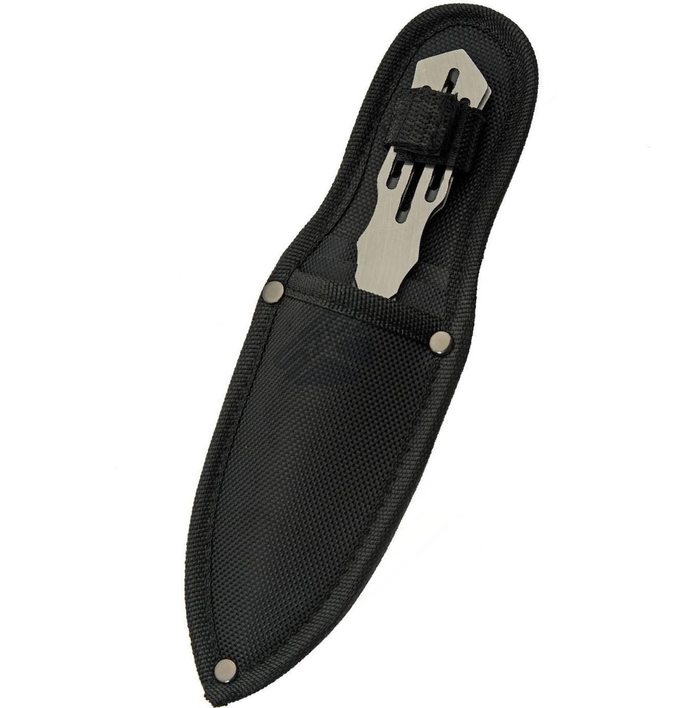 Throwing Knife Set 3-Pc. Black/Silver Stainless Steel Blade 8in Overall + Sheath
