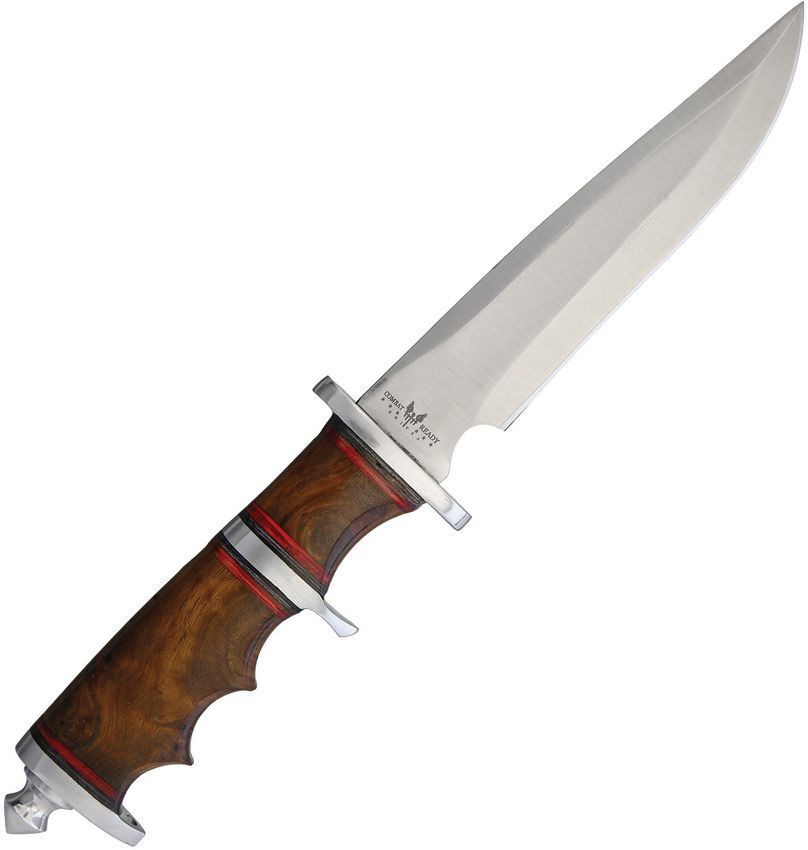 Combat Ready Fighter Fixed Knife Stainless Brown Grooved Wood – 2-CBR111