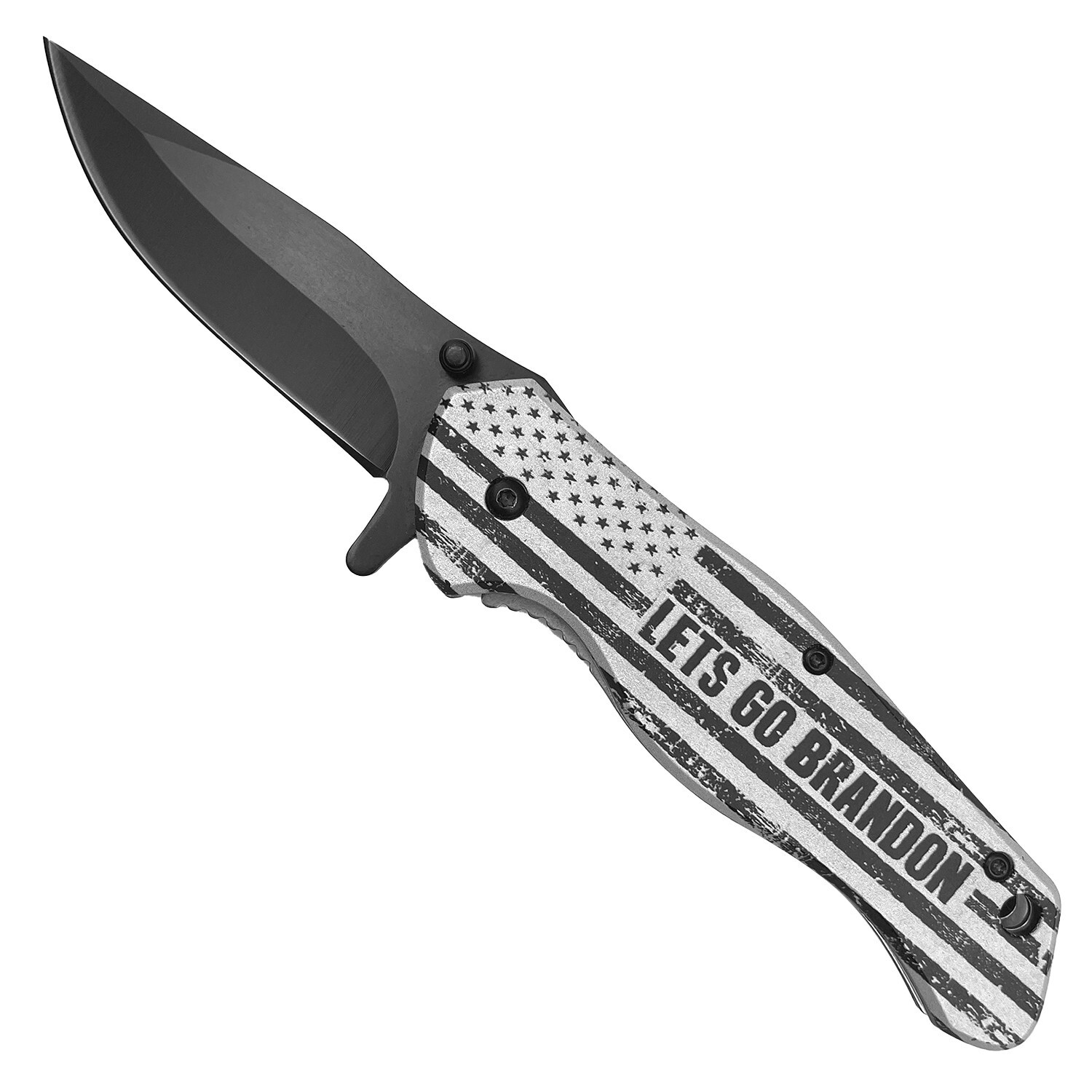 Let’s Go Brandon Stainless Steel Pocket Knife with Belt Clip for Gift Collection
