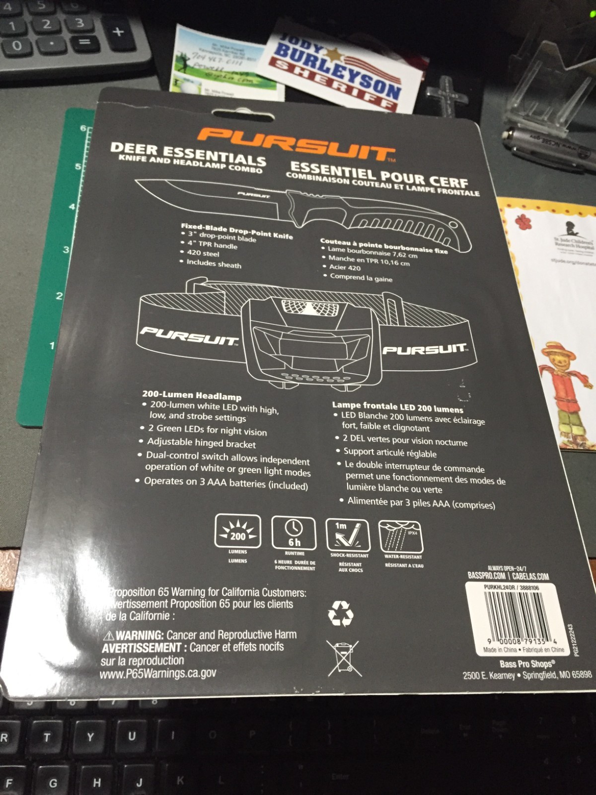 PURSUIT DEER ESSENTIALS KNIFE AND HEADLAMP COMBO NIP