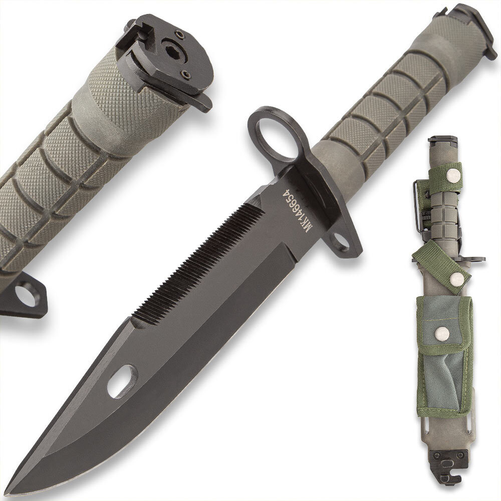M-9 Fixed Blade Knife with Sheath, 7″ Stainless Steel Blade, Overall Length 12”