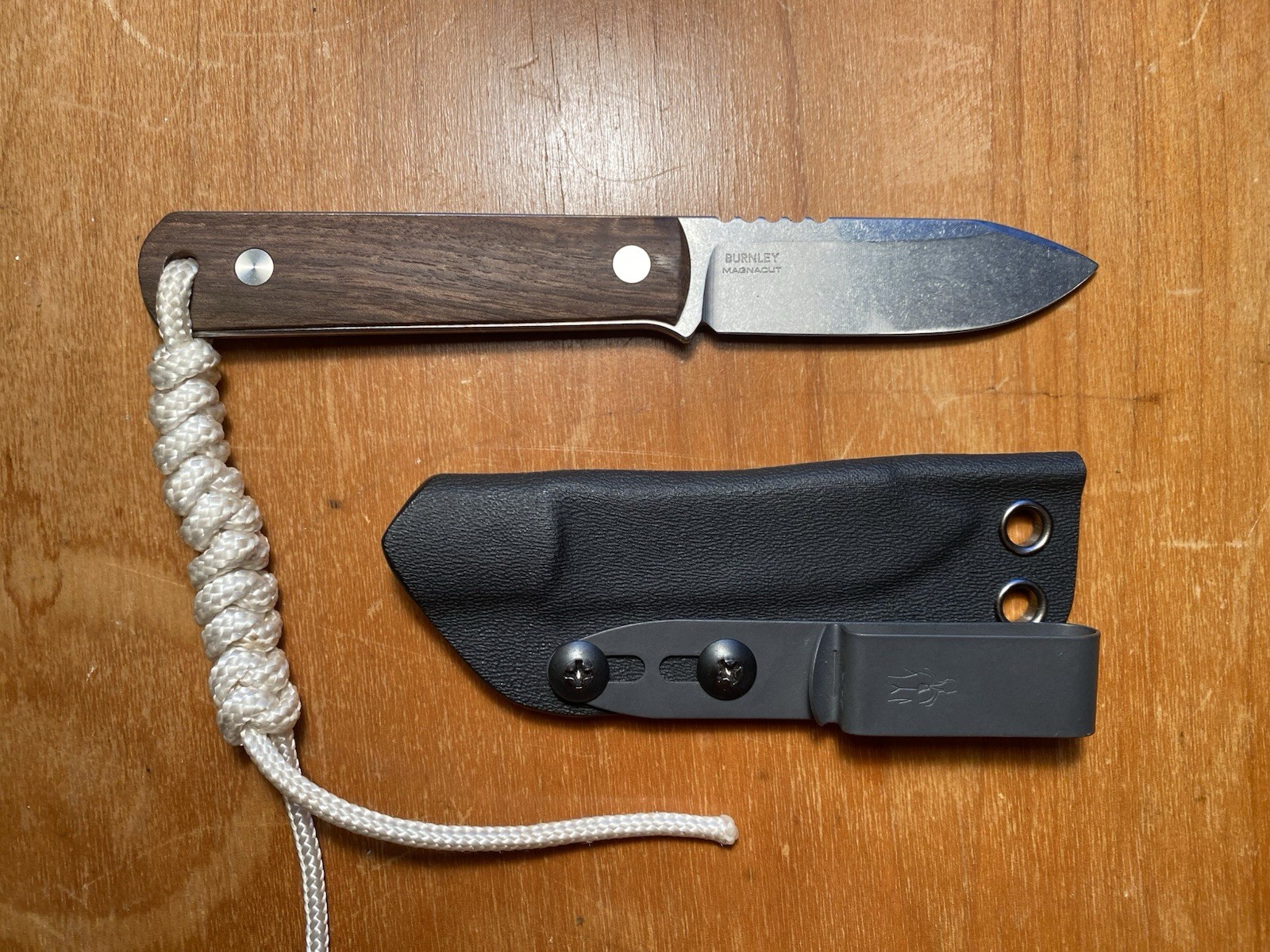 Boker BFF Packlite MagnaCut Fixed Blade Walnut Scales DCC Clip Box Sheath