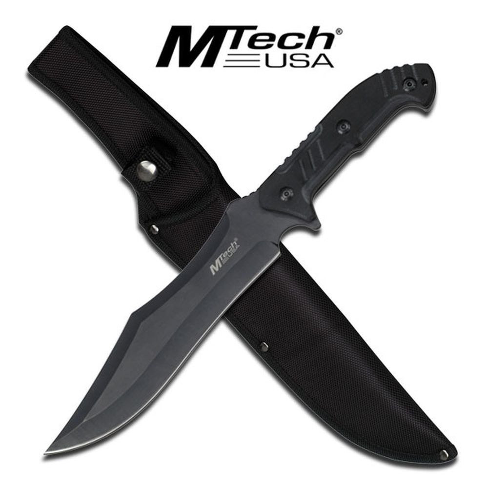 NEW Mtech Tactical Bowie Knife Combat 5mm Thick Black Blade + Sheath 14″ Overall