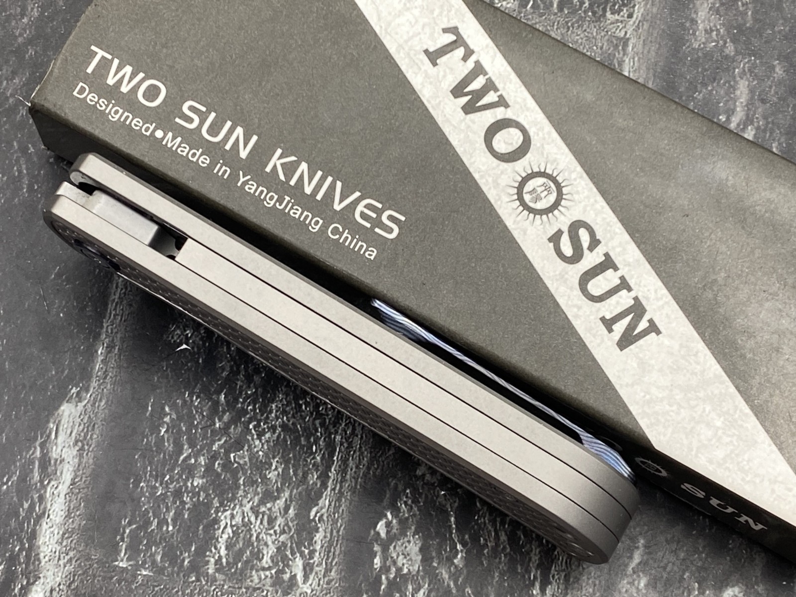 Twosun TS643-M390-Satin Folding Knife M390 Blade Titanium Handle Pocket Knife