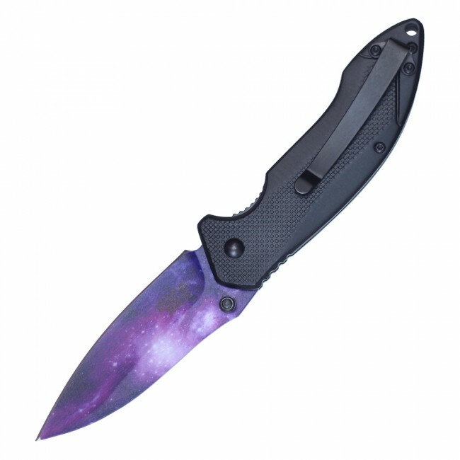 Spring-Assist Folding Knife Wartech Purple Abyss 3.25″ Blade Tactical EDC
