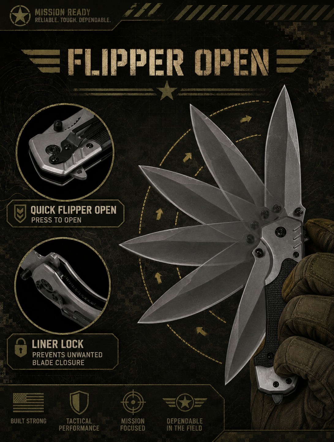Tactical Hunting Knife Spring Assisted Pocket Knife w/FREE SHIPPING!