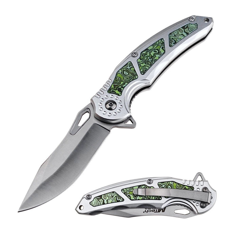 Mtech Linerlock A/O Green Aluminum Handle 3Cr13 Steel Folding Knife – MT-A2010GN