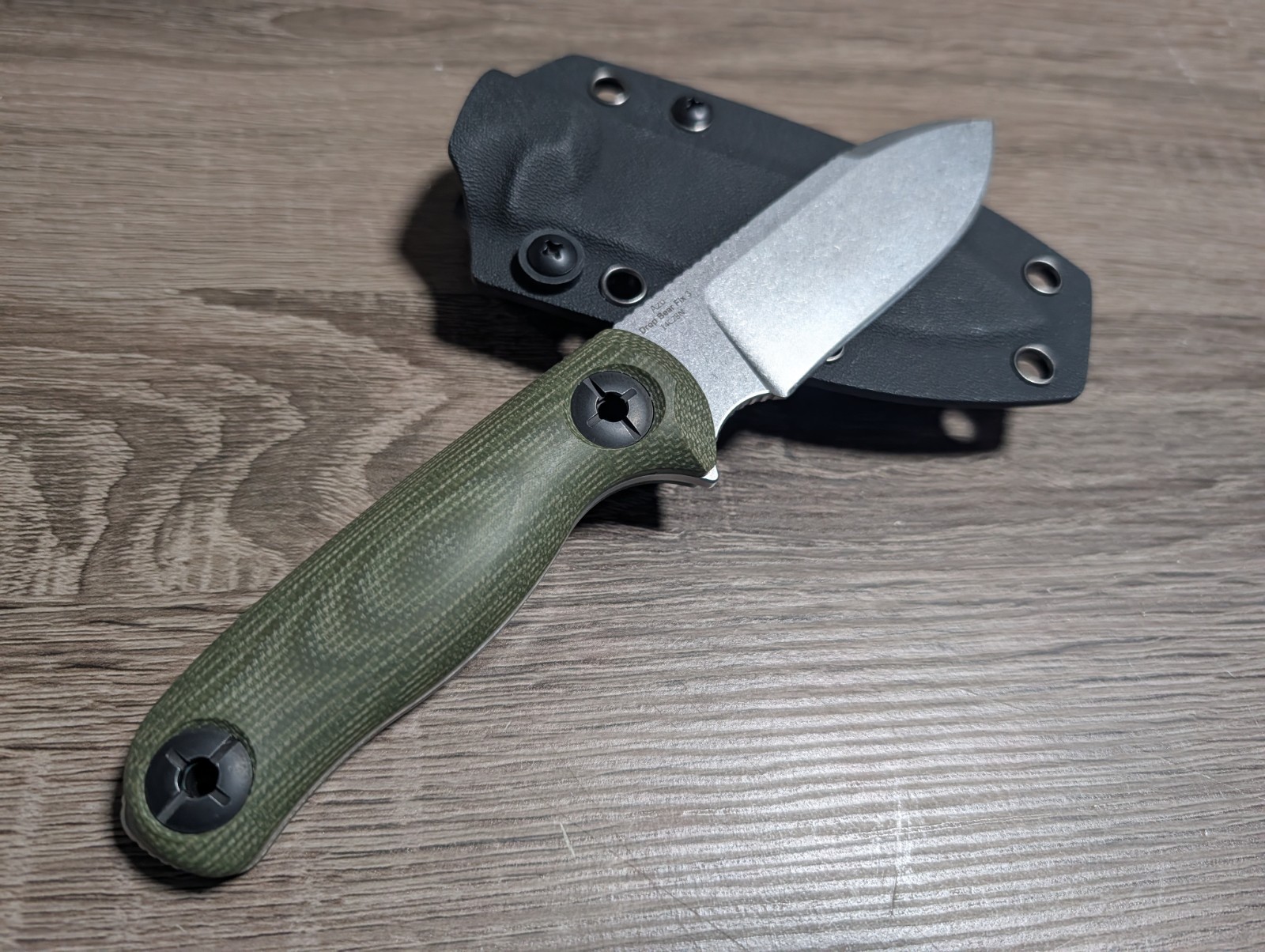 Kizer Drop Bear Fixed 3 14c28n Blade Green Micarta Handle