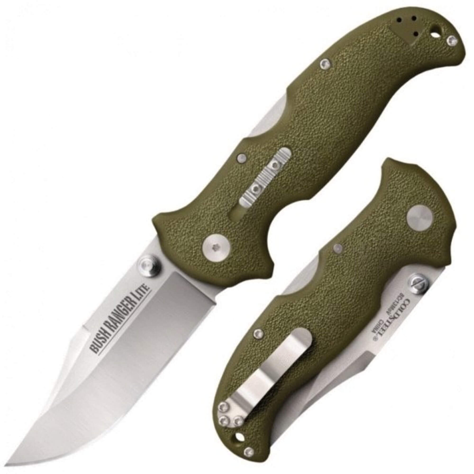 Cold Steel Folding Knife Bush Ranger Clip Point Blade OD Green GFN Handle CS21A