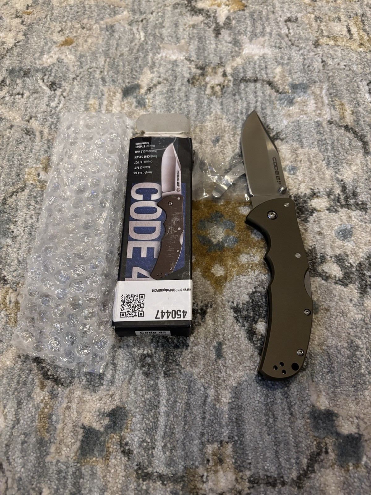 Cold Steel 58PC Gun Metal Aluminum Code 4 Folding Knife with 3.5″ Satin Blade