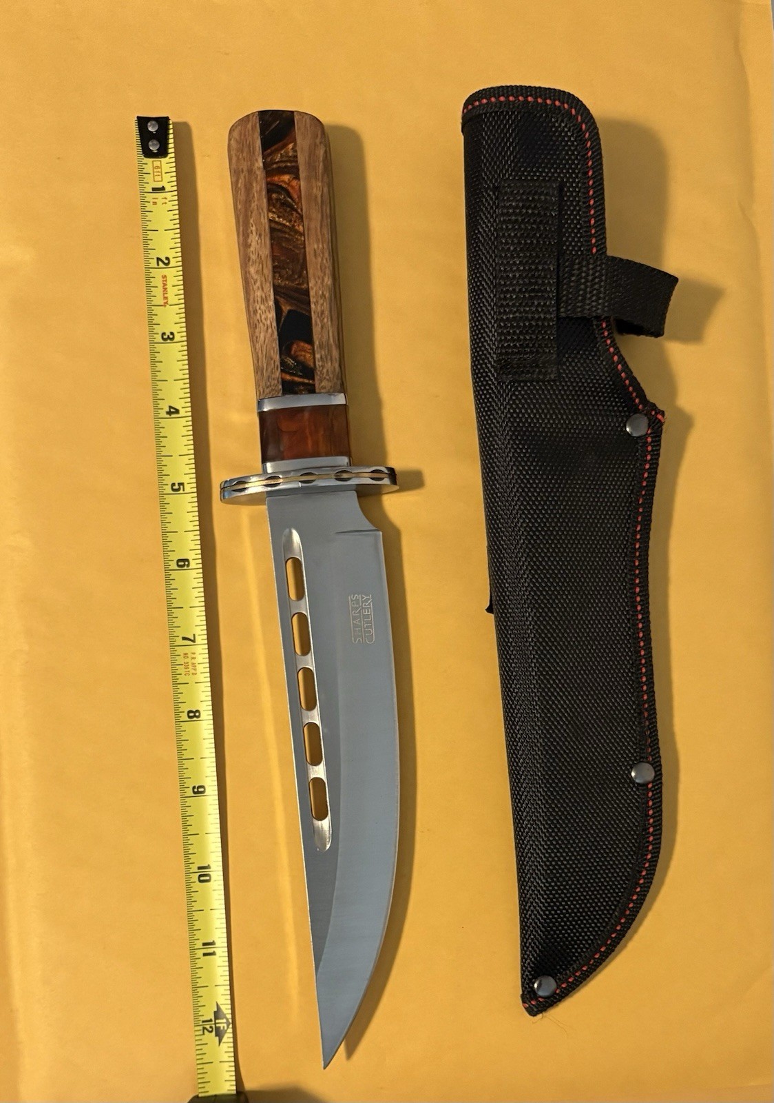 Sharps Cutlery Fixed Blade Hunting Knife 12.5″ Overall W/ Sheath