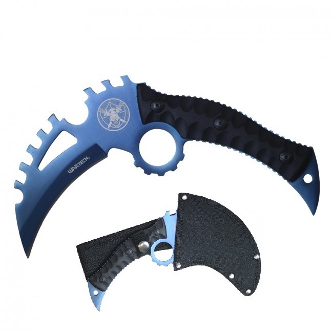 Tactical Knife | Wartech 8.25″ Overall Full Tang Blue Combat Military Karambit