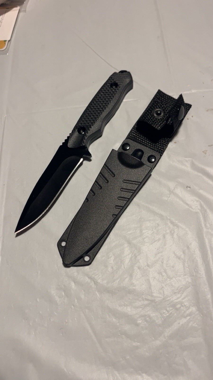 Brand New Black Combat Fixed Blade Pocket Knife With Sheath 3.5” Blade Length
