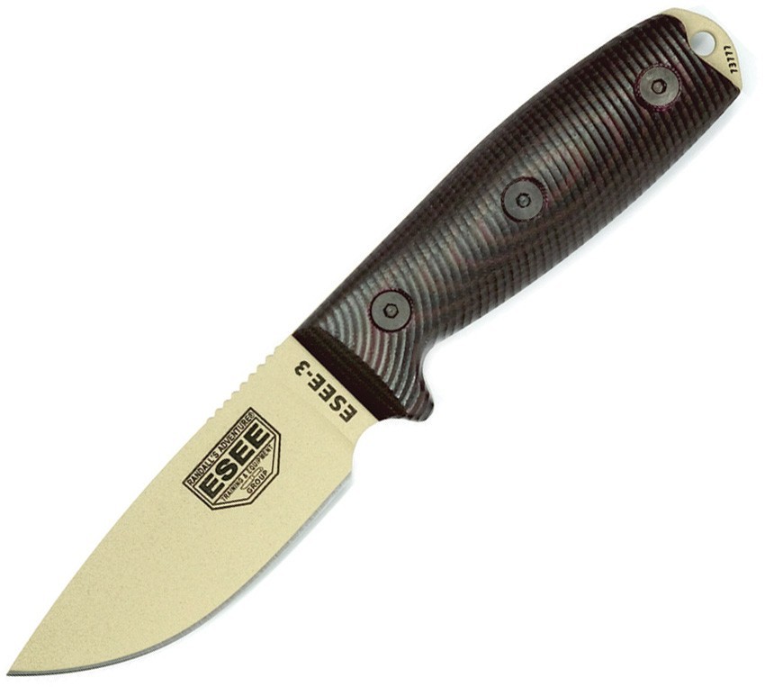 ESEE Model 3 3D Fixed Blade Desert ES3PMDT004 3.88″ Carbon Steel G10