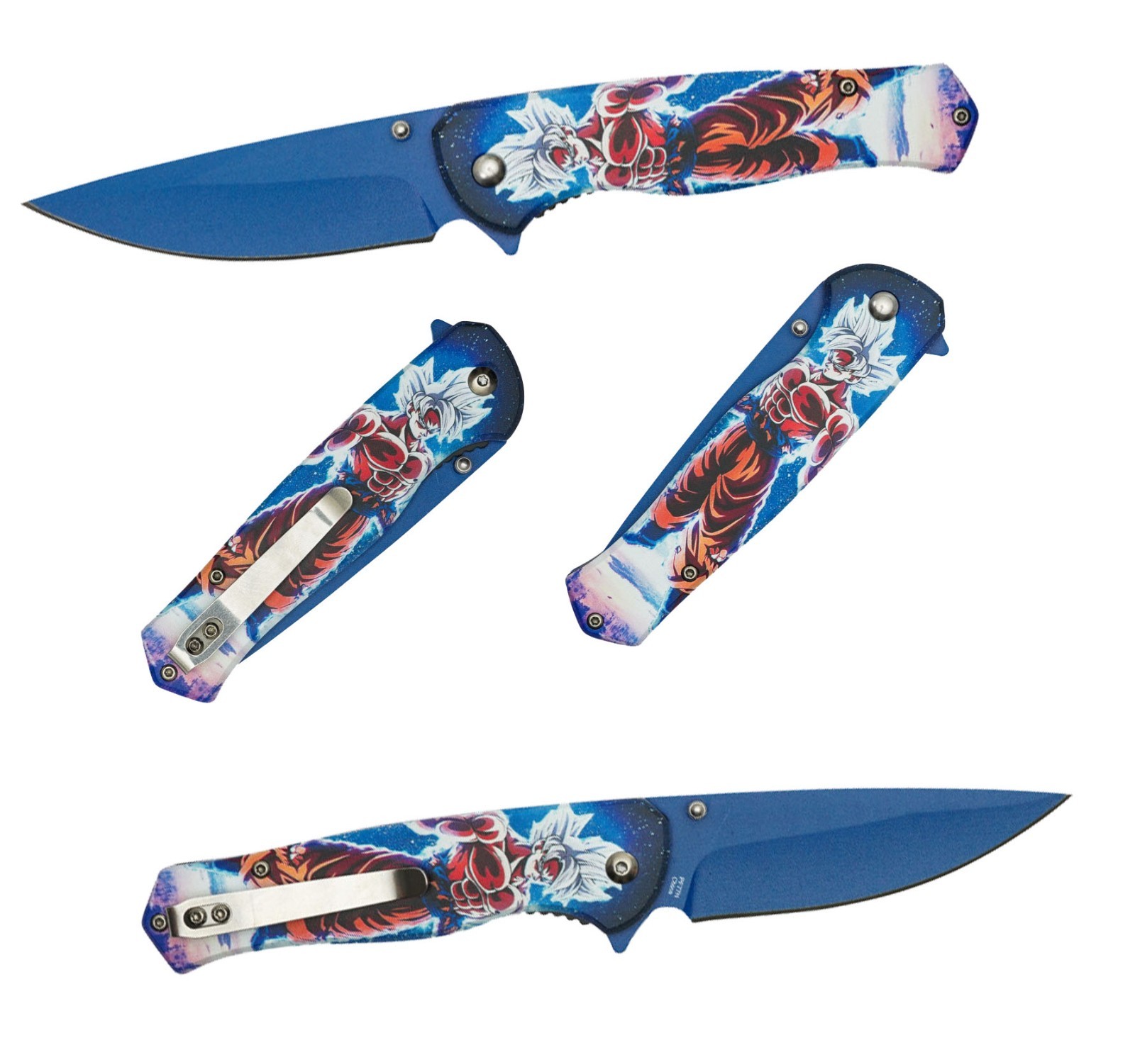 8” Dragon Ball Z Goku Ultra Instinct 3-D Printed Graphic Spring Assisted Pocket
