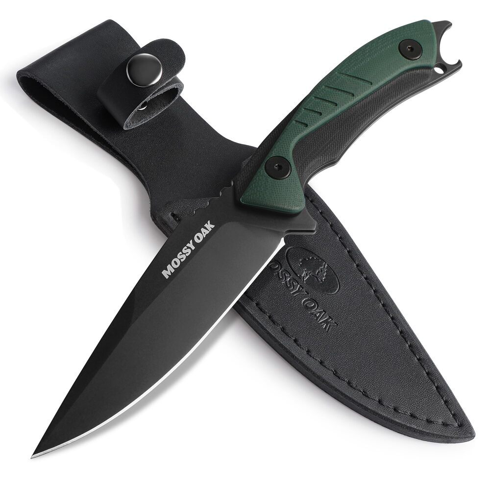 Mossy Oak 9.5-inch Hunting Knife G10 Handle Full Tang Fixed Blade Knife w/Sheath