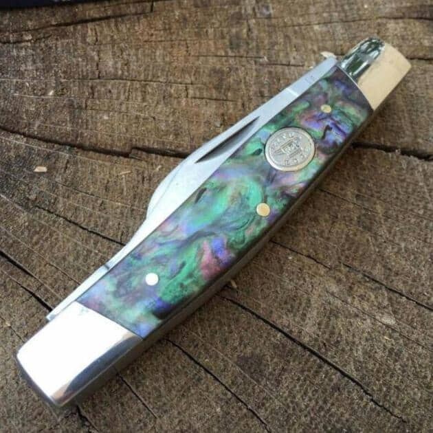 NEW Pocket Knife Classic Stockman Abalone 4″ Purple Pearl 3 Folding Blade Hunter