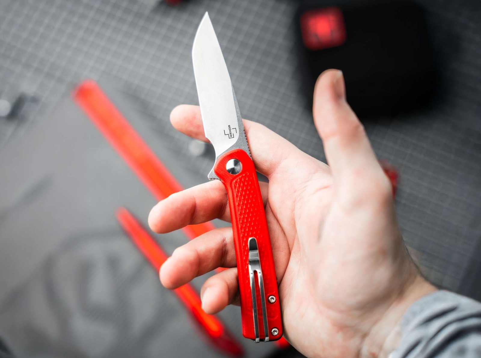 Boker Plus Fire Ant Red Pocket Knife 2.91″ Blade 4116 Tweezers EDC – 01BP0008