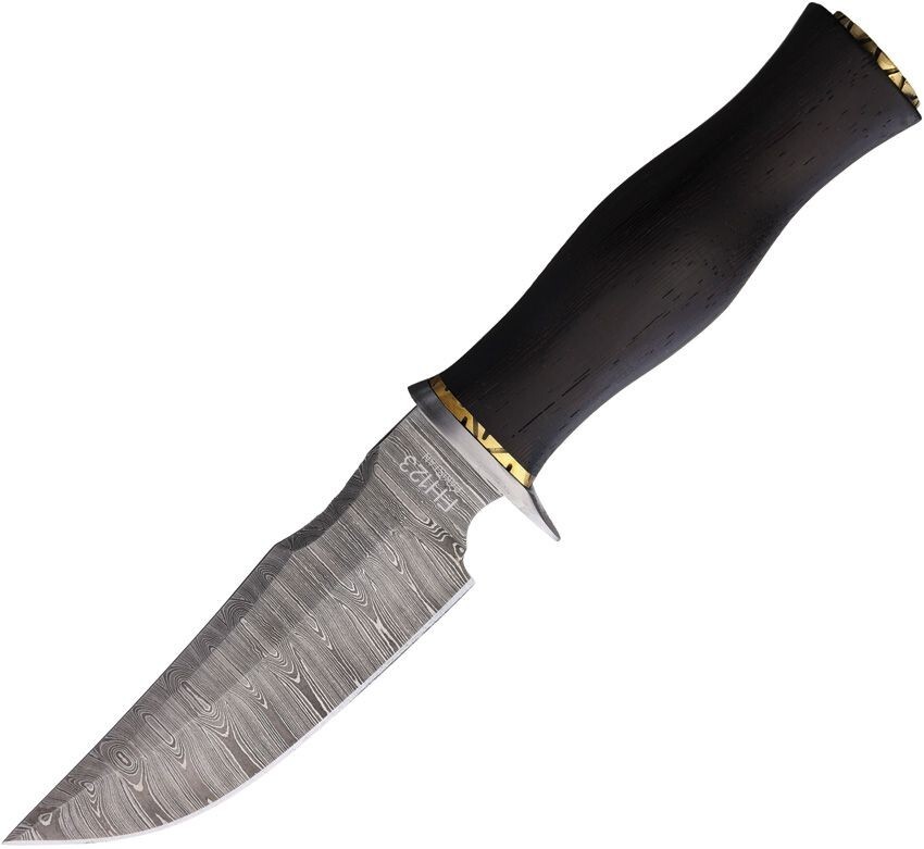 Fox-N-Hound Fixed Knife Damascus Steel Blade Ebony Wood Handle – FH123 BRK-108