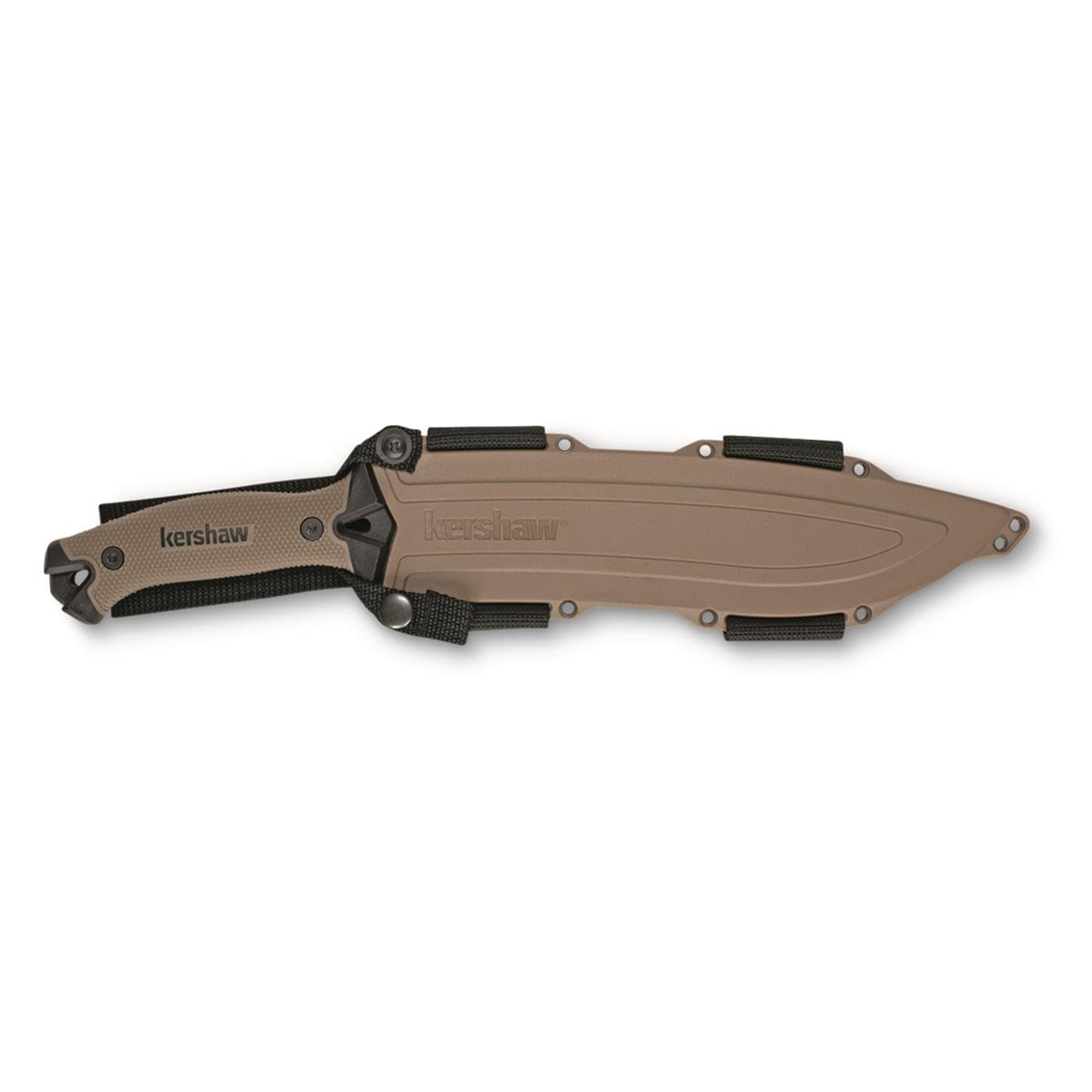 Kershaw Camp 10 – Tan Machete Fixed Blade Knife 10-In. 65Mn Carbon Steel Blade