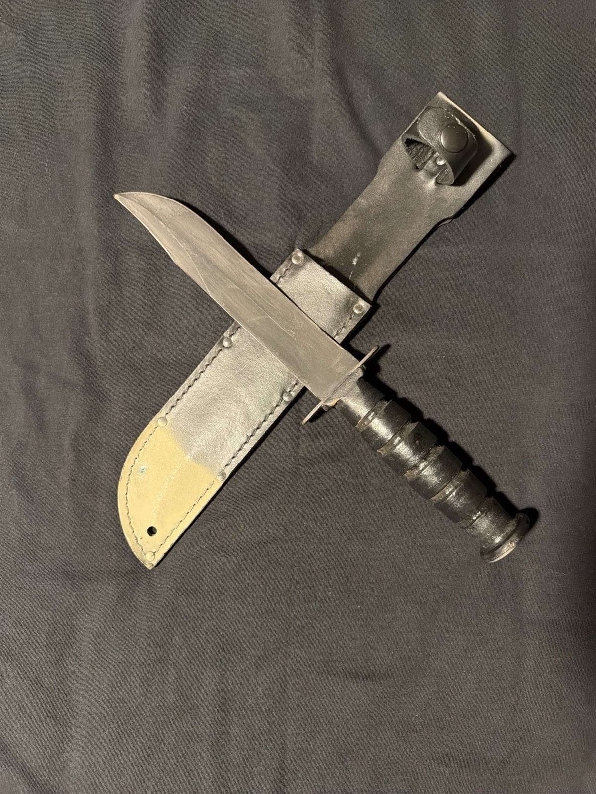 Ontario U.S. Military Fighting Knife 7” Fixed Blade w/ Leather Sheath Made In US