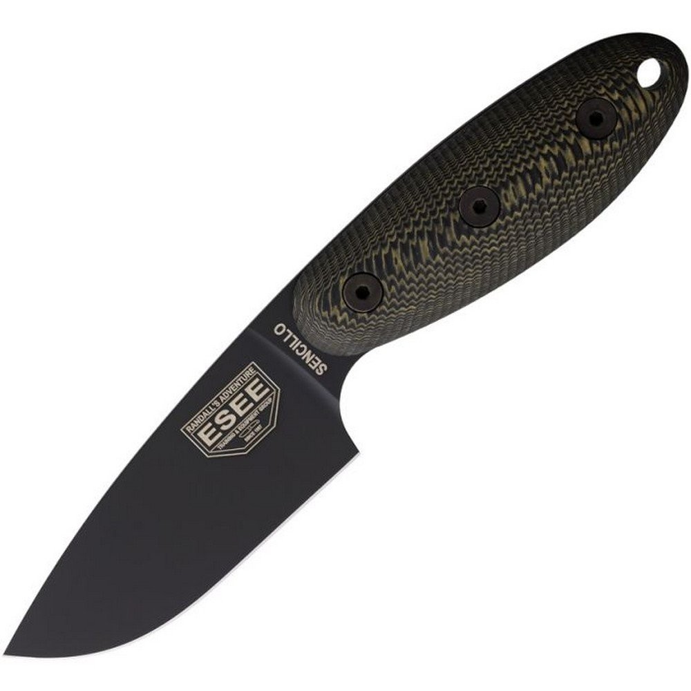 ESEE Sencillo Fixed Knife Black DLC Coated A2 Tool Steel Blade W/ Micarta Handle
