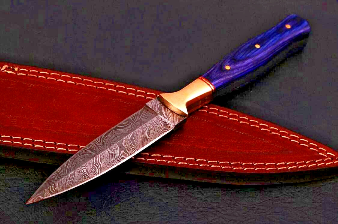 Custom Handmade Best Double-Edged Damascus steel Dagger boot Knife -72