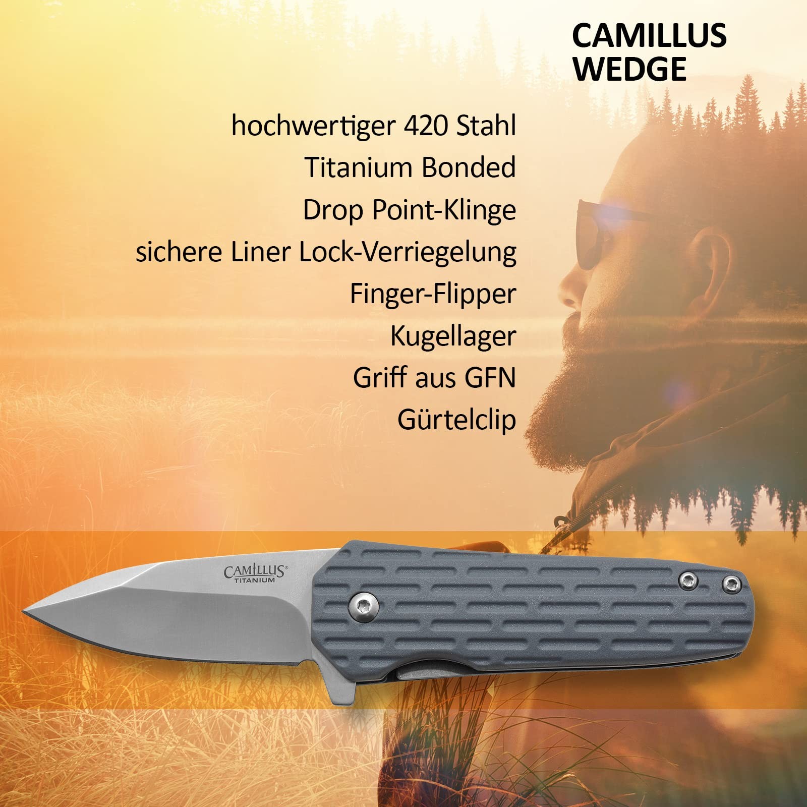 Camillus Wedge 5.75″ Folding Knife 2.25″ Drop-Point Blade Slate Blue
