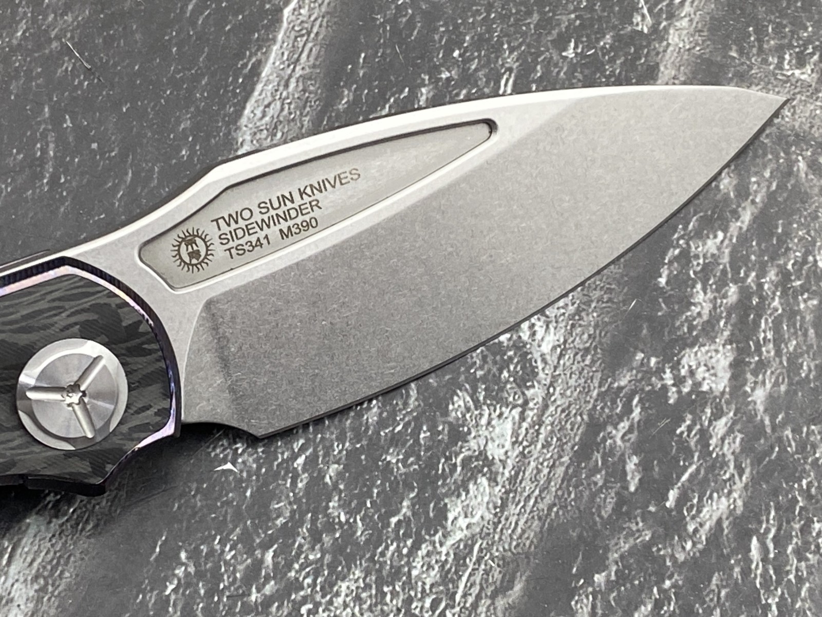 TwoSun TS341-M390-Color-SW Folding Knife M390 Blade Titanium/Carbon Fiber Handle