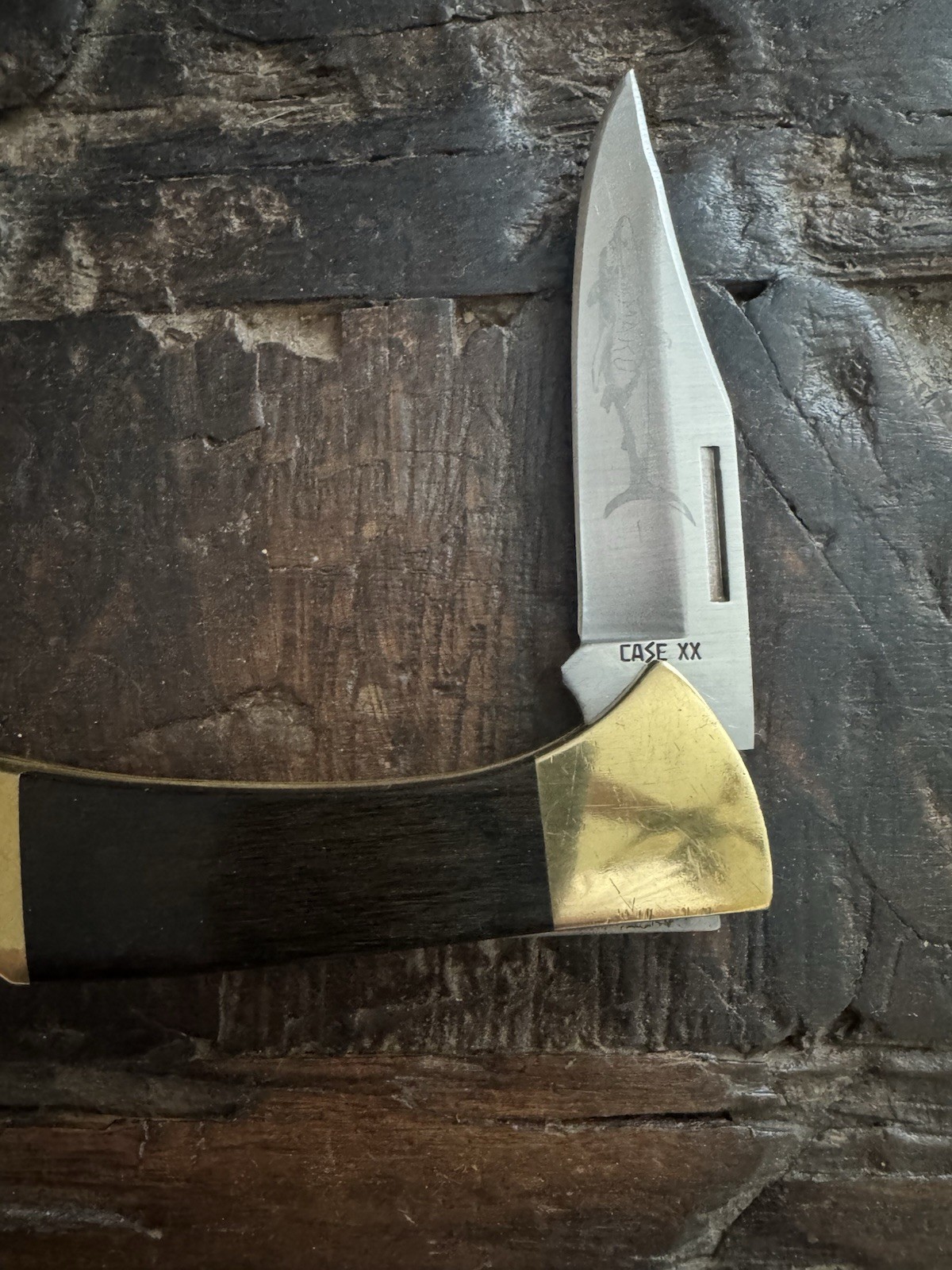 VINTAGE 1989 CASE XX MAKO P158LSSP LOCK BLADE KNIFE WITH LEATHER SHEATH