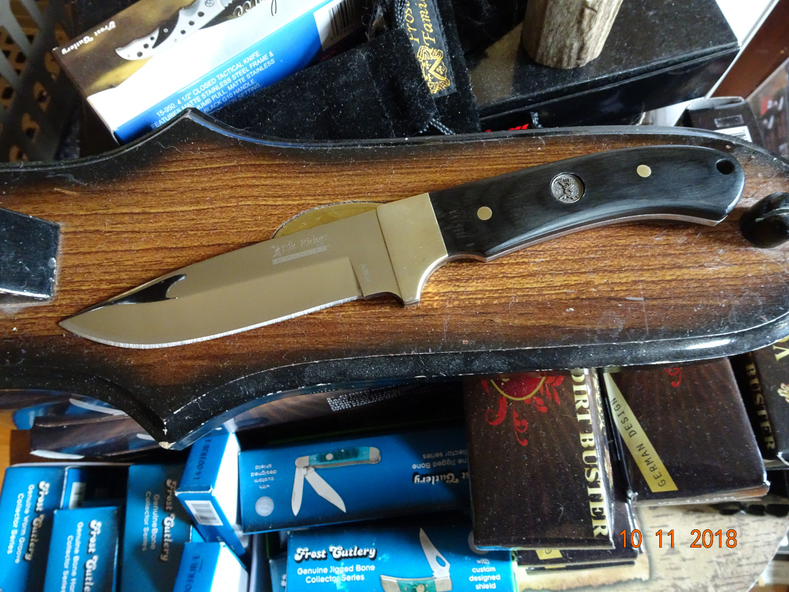 ELK RIDGE 8 1/2″ OVERALL EVOLUTION FIXED BLADE 8CR13MOV HC BLADE WOOD HANDLE